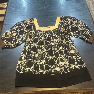 Central Park West Black and Tan Patterned Dress from Anthropology